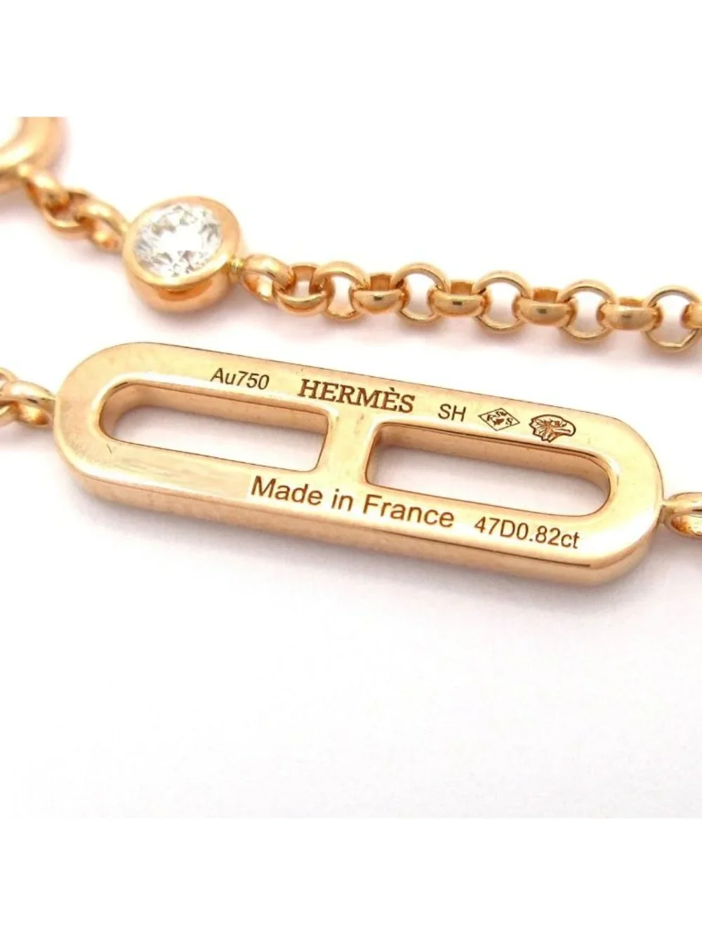 Hermes Bracelet Chaine D'ancre Chaos 18k Pink Gold Diamond Black Jade Spinel